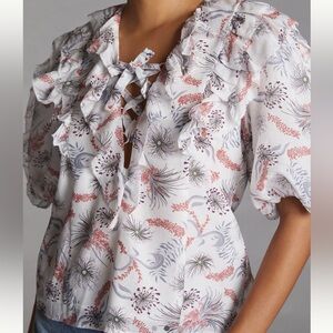 NWT Magali Pascal Wildflower Ruffled Blouse from Anthropologie